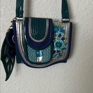 Bracher Emden London Teal and Silver Women's Bag Vintage